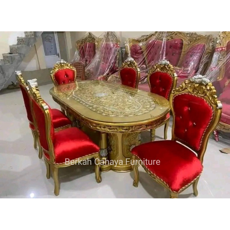 meja makan mewah kayu jati ukir