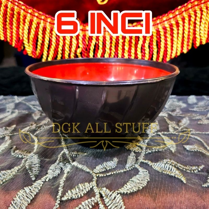 Mangkok Mangkuk Mie Ramen Sup Sop Miso Jepang Kecil Duo Hitam Merah Plastik Diameter 16 cm 6 Inci 6 