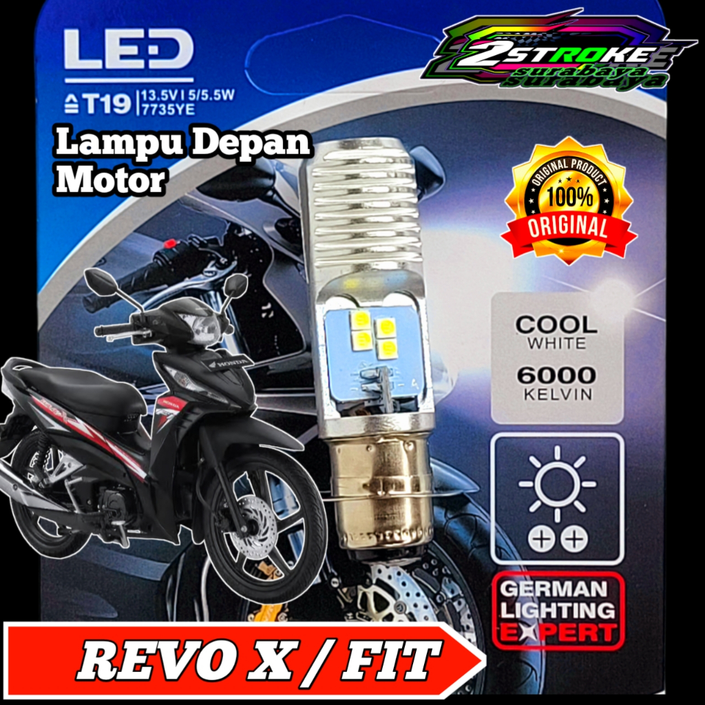 Lampu Depan Motor Honda Revo Fit/X Fi LED Putih Ac/Dc 12Volt Pengganti Dop/Bohlam Standart WrT19