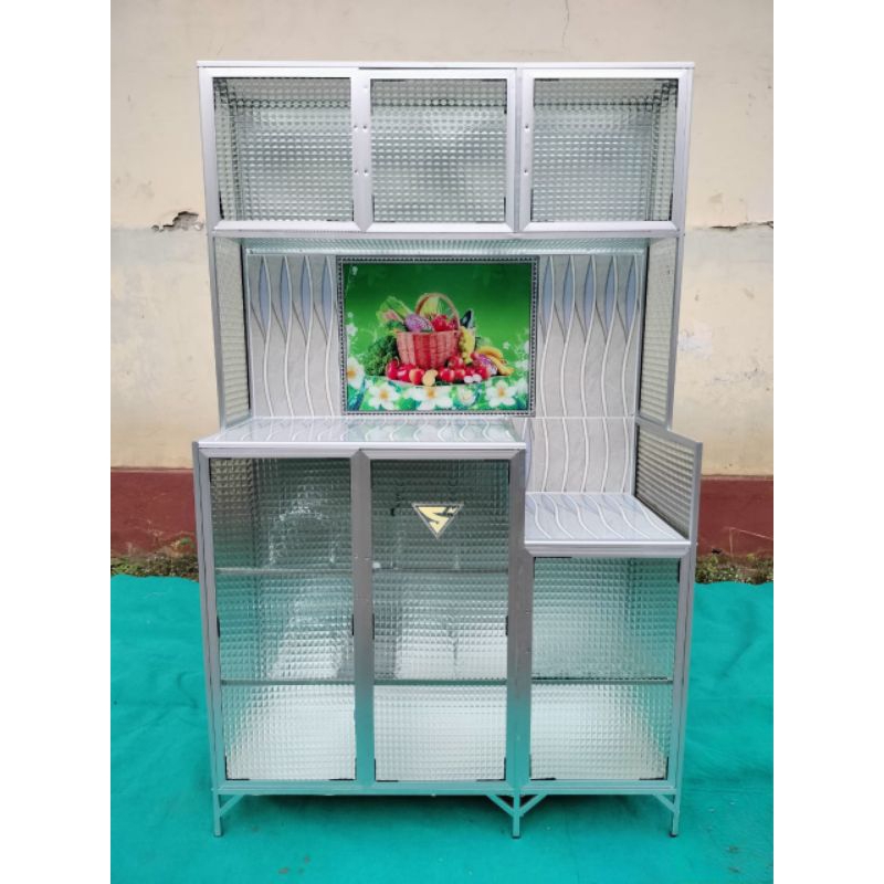 Rak dapur pintu 3 mat.aluminium PVC.