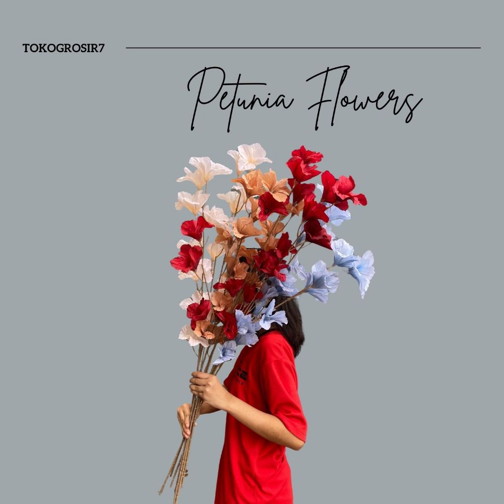 BUNGA TEROMPET ARTFICIAL FLOWER/ BUNGA PETUNIA  DEKORASI BUNGA BUATAN PLASTIK BUNGA DEKORASI WEDDING