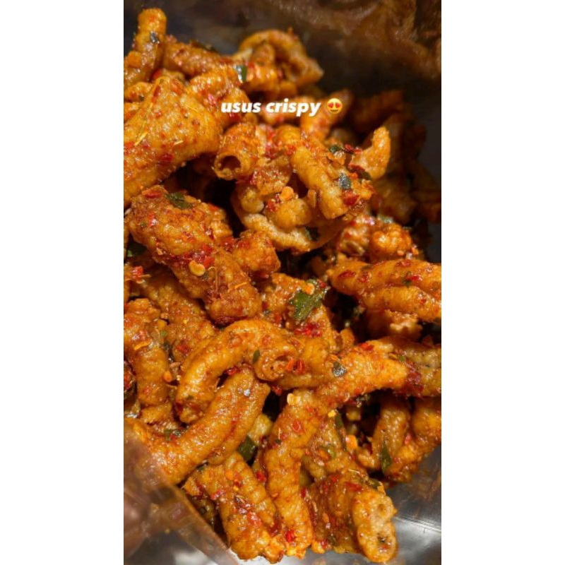 

Usus Crispy Renyah Ekstra Pedas Daun Jeruk