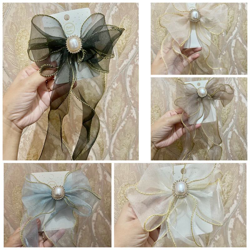 Jepit rambut pita organza korea
