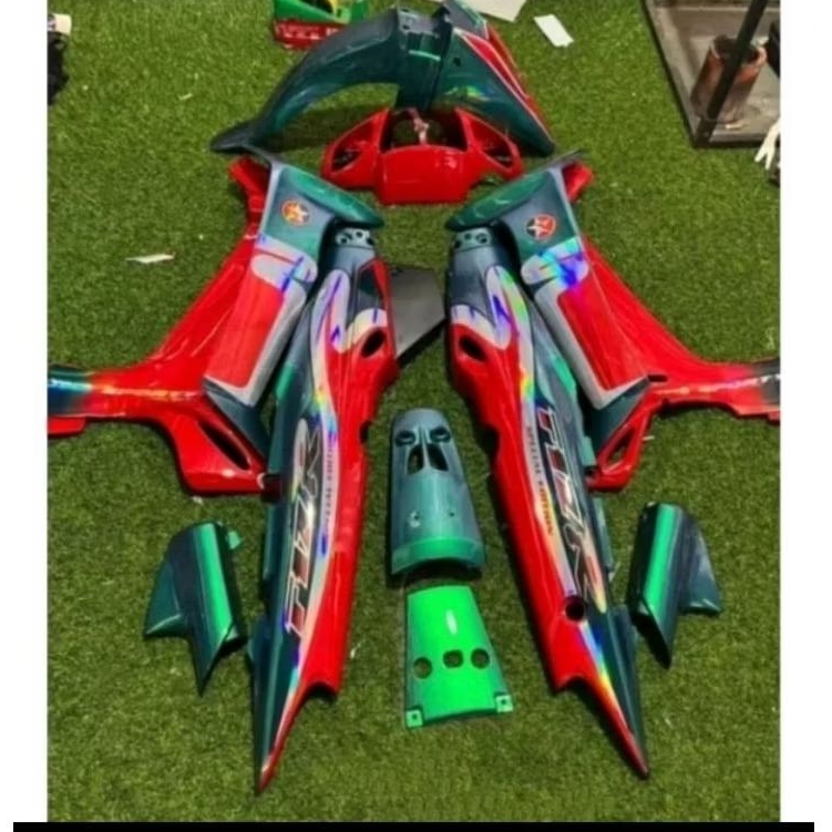 Cover Body Full Set Yamaha Fizr Fiz R FIZ R Hijau Caltex Striping Custom Hologram