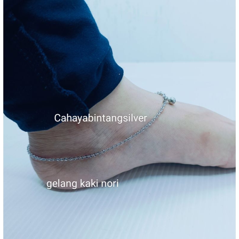 GELANG KAKI NORI UKIR/GELANG KAKI WANITA/PERAK ASLI 925 LAPIS MAS(BISA JUAL KEMBALI)
