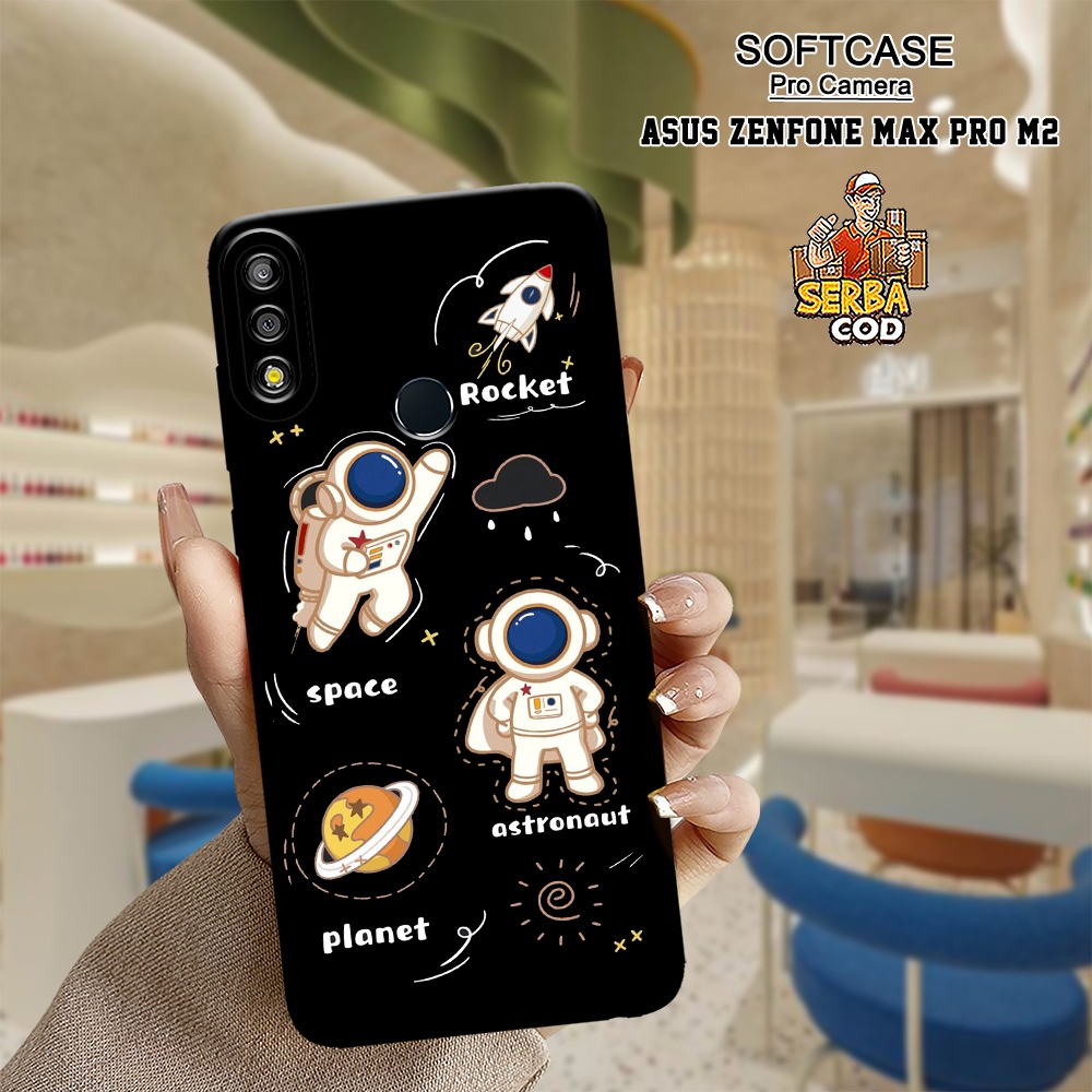 Migun Case - Case Asus Zenfone Max Pro M2 - Motif Astronot - Casing Asus Zenfone Max Pro M2- Softcas