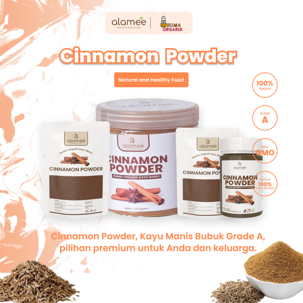 

Kayu Manis Bubuk Cinnamon Powder kayu manis Rempah Rimpang Murni Asli Tanpa Campuran Bumbu Organik 50gr dan 100gram