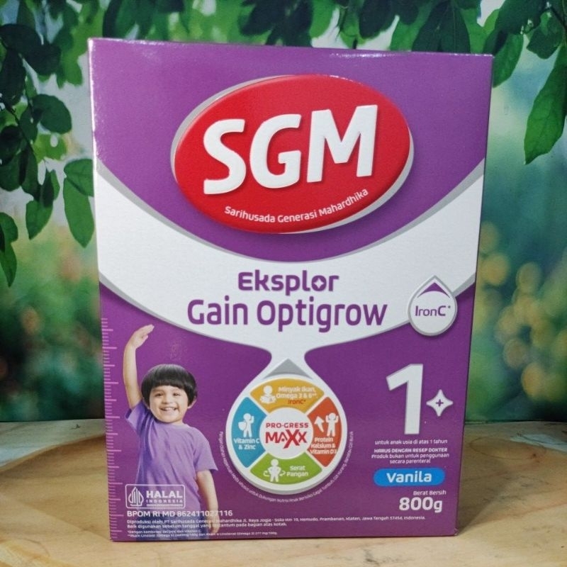 SGM Eksplor Gain 1+ Optigrow 800 gram - Susu Keperluan Medis Khusus untuk beresiko Gagal Tumbuh, Kur