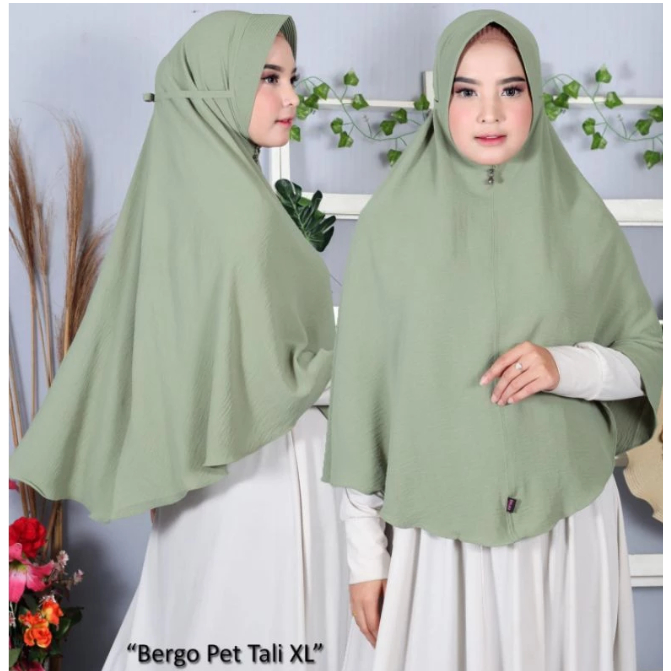 Bergo Maryam Crinkle Pet Tali Size XL/ Hijab Jilbab Crinkle Size XL