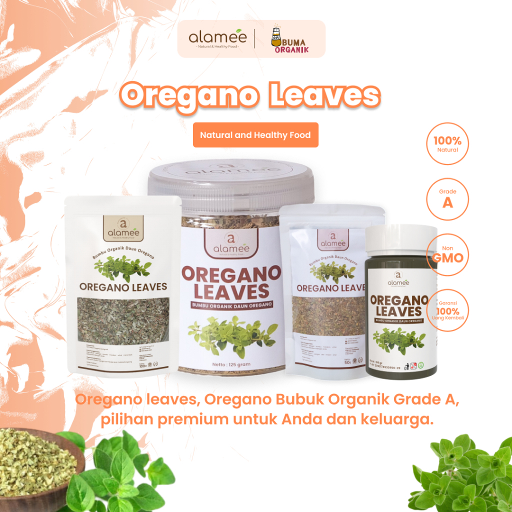 

Daun Oregano Kering Dried Leaves Flakes Garnish Murni Asli Tanpa Campuran Bumbu Organik toples praktis