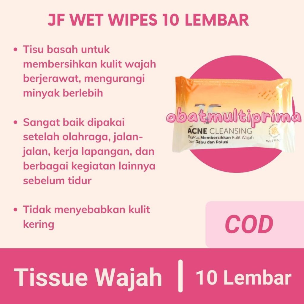 JF Wet Wipes - Tisu Basah JF Pembersih Wajah Jerawat Makeup Oil Control
