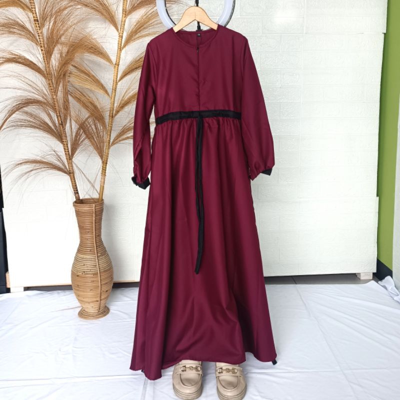 Baju Gamis Perempuan Couple Ibu Dewasa anak Bahan Katun Toyobo Warna Maroon