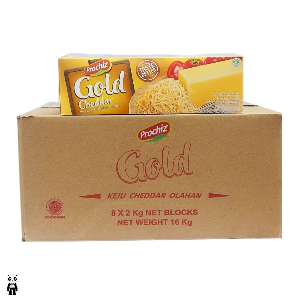 

Prochiz Gold Keju Cheddar Karton isi 8 Balok X 2 Kg