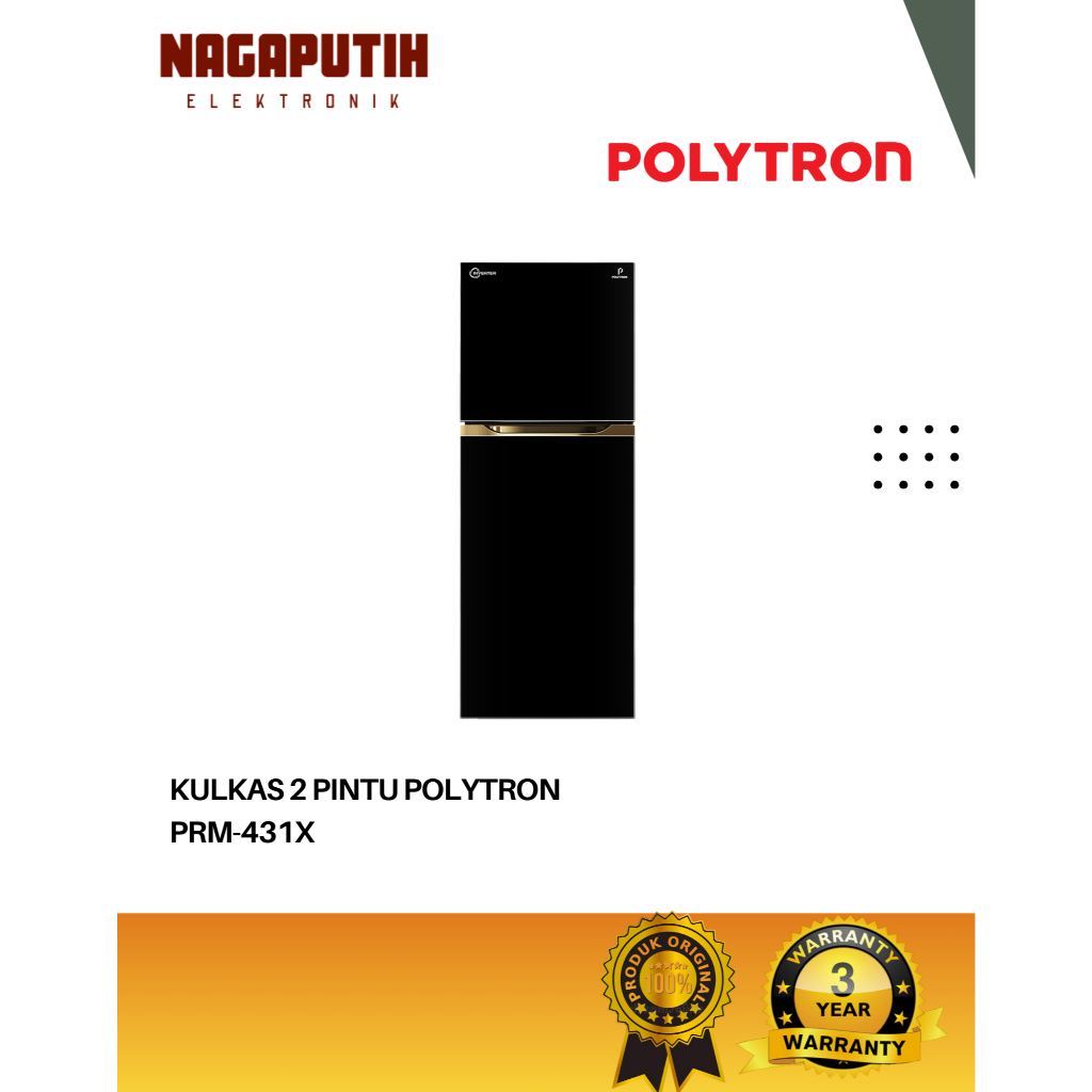 POLYTRON KULKAS 2 PINTU INVERTER 300LITER PRM-431X BELLEZZA BIG LITER