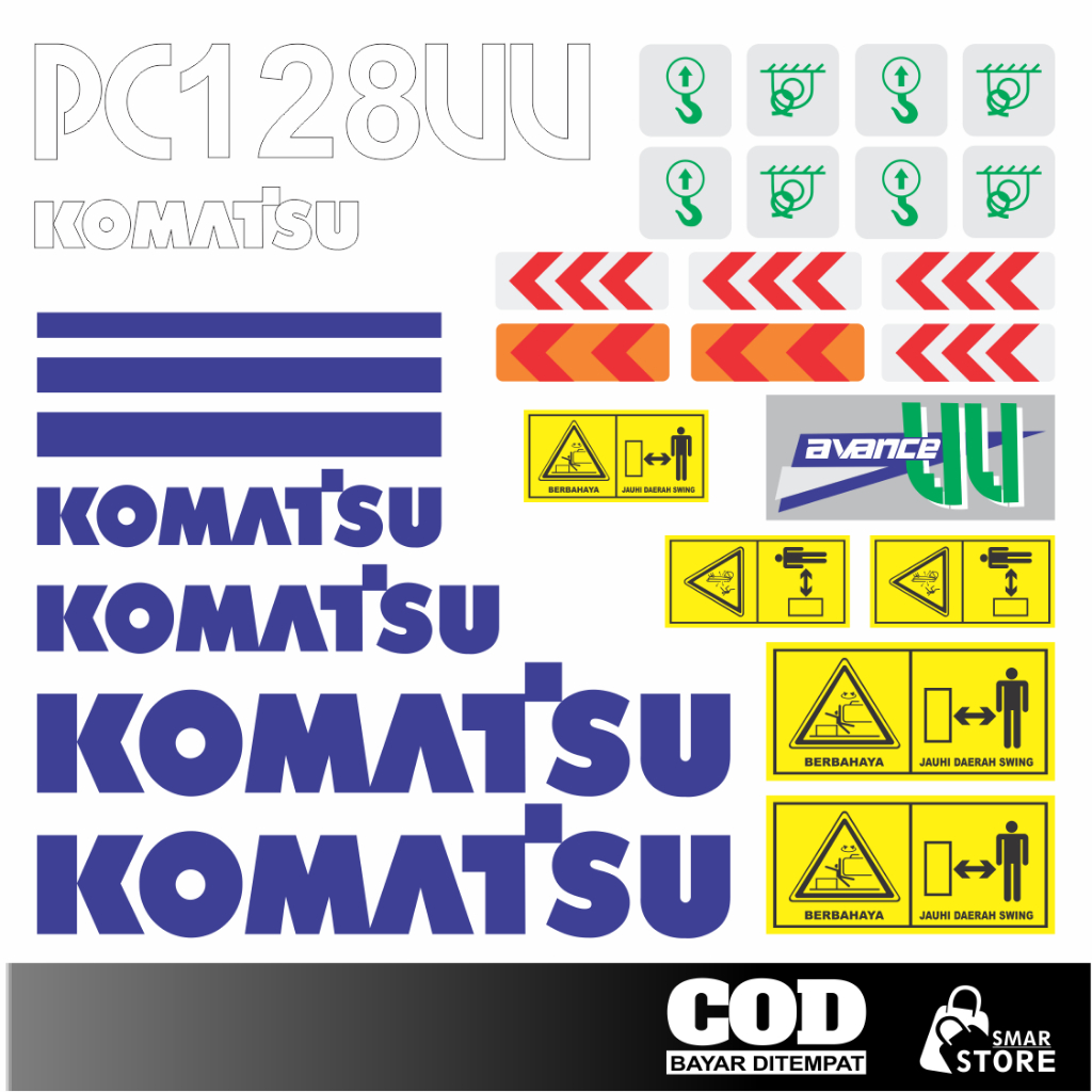 Stiker Sticker Excavator Komatsu PC128uu Stiker Alat Berat komatsu