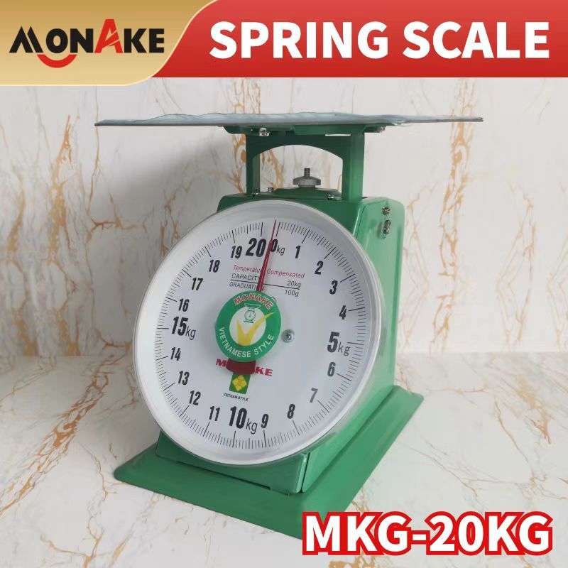 Timbangan VIETNAM HIJAU MONAKE MKG - 20kg Besi Stainless Jarum Analog Manual Duduk Sembako Telor Kue