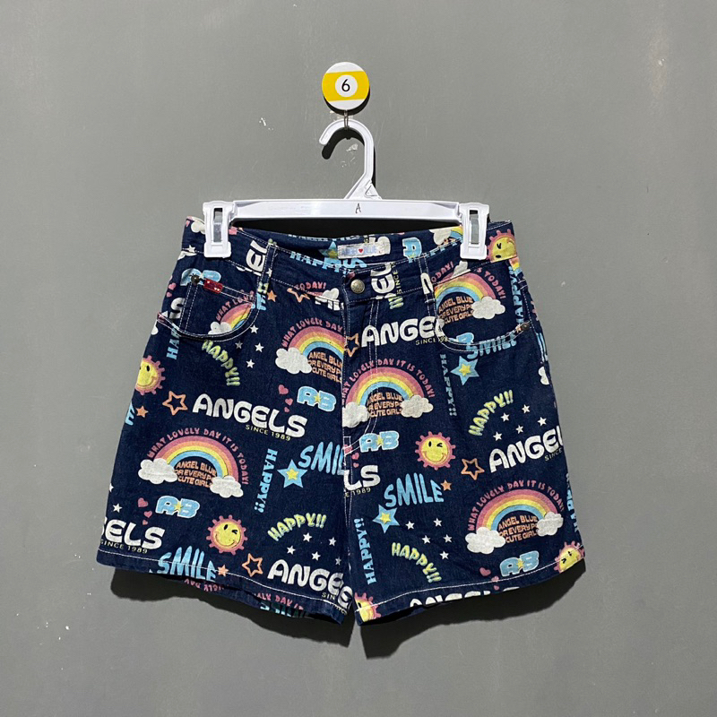 Angel Blue Short Jeans Pants Full Print