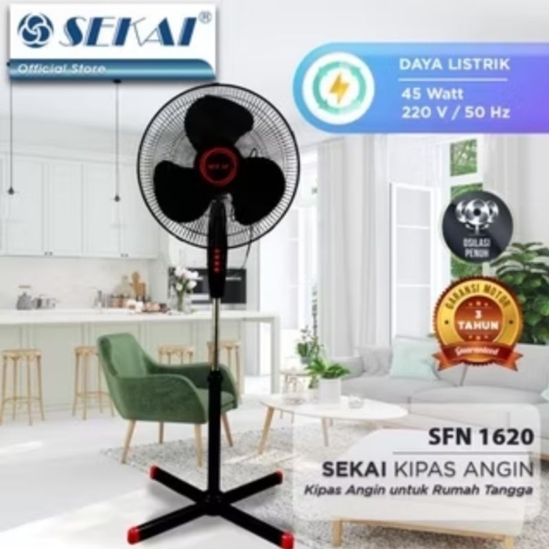Kipas Angin Berdiri SEKAI SFN 1620 (16") / Standfan Sekai 16" SNI