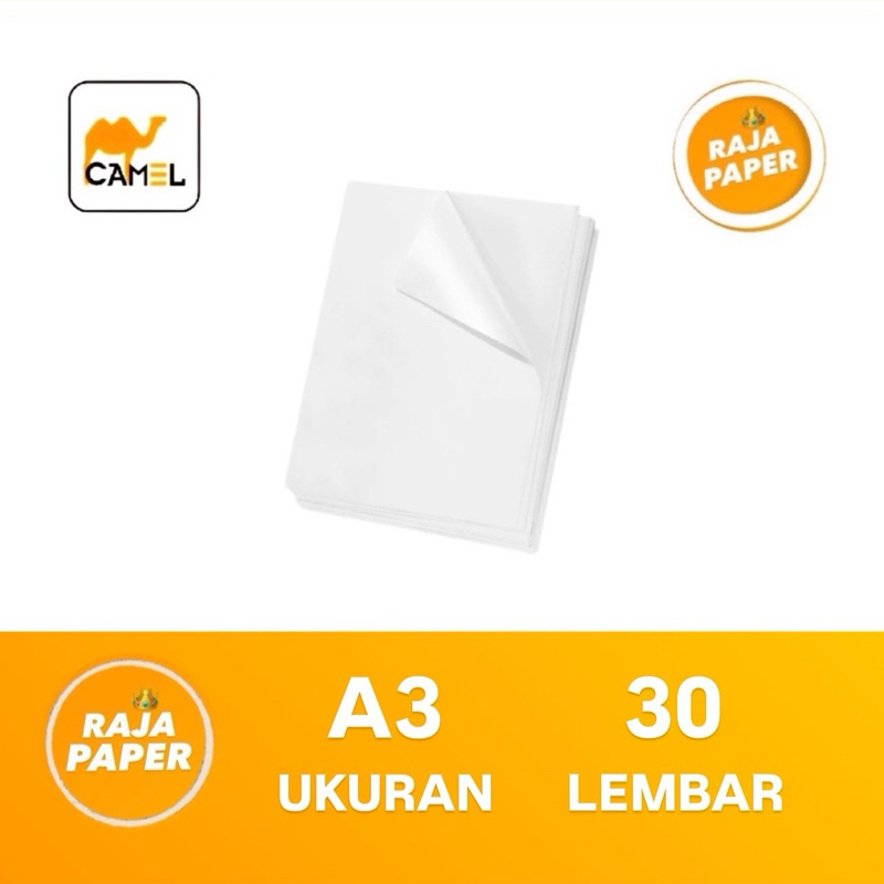 

Kertas Sticker Vinyl Glossy Ukuran A3 30 Lembar By CAMEL ( 297 Mm x 420 Mm ) / ( 29.7 Cm x 42 Cm ) 30 Lbr 30 Pcs Stiker Vinil Vynil Gloss