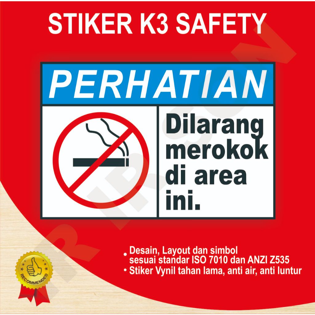 

STIKER DILARANG MEROKOK DI AREA INI SAFETY SIGN K3 ISO ANSI