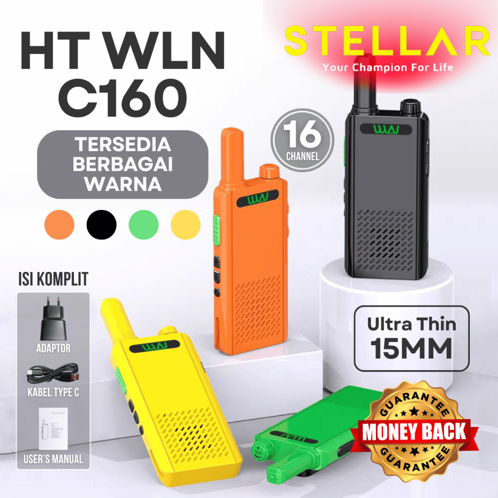 WLN Slim Walkie Talkie UHF KD C160 7 Hari Garansi | Two Way Radio Handy Talky HT W218 KD-C160 W-218