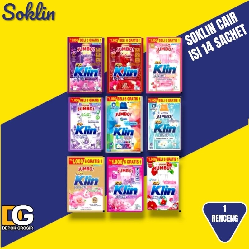 Soklin Cair 1000an 1 Renceng isi 14 Sachet