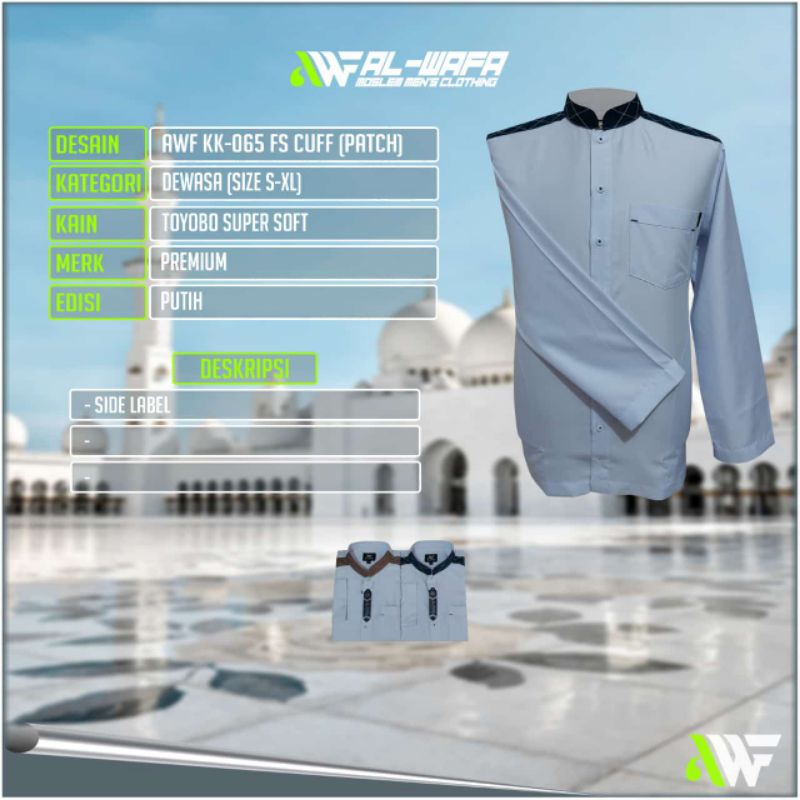 Koko Al-Wafa Putih Lengan Panjang Baju Muslim Alwafa Bahan Katun Baju Koko Alwafa