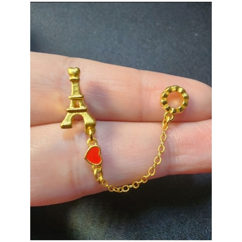 Kode EIFFEL - PADUAN EMAS / Sandgold S999 Charm / Liontin Anti Karat untuk Gelang Crystal / Gelang T