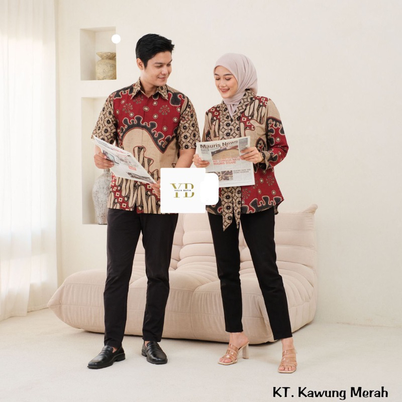 Batik Yulia l Kawung l merah l hijau l terakota l biru l couple remaja l suami istri l hem cowo l bl