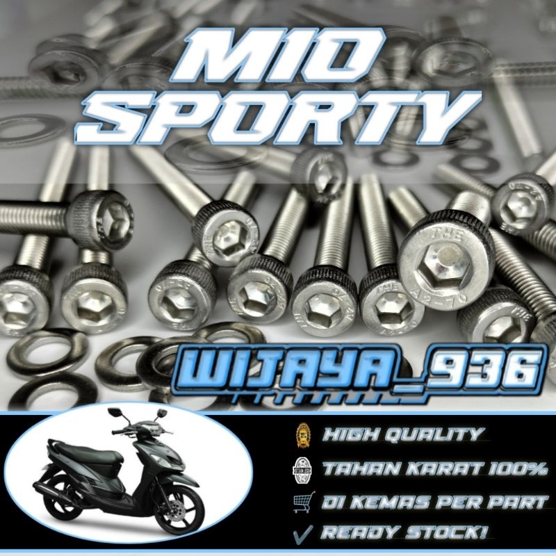 Baut Cvt Mesin Mio Sporty Stainless Baut L Set Bak Mesin Mio Full Stainless