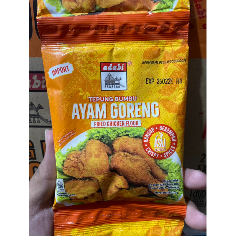 

1 Sachet TEPUNG BUMBU AYAM GORENG 70 GRAM ADABI