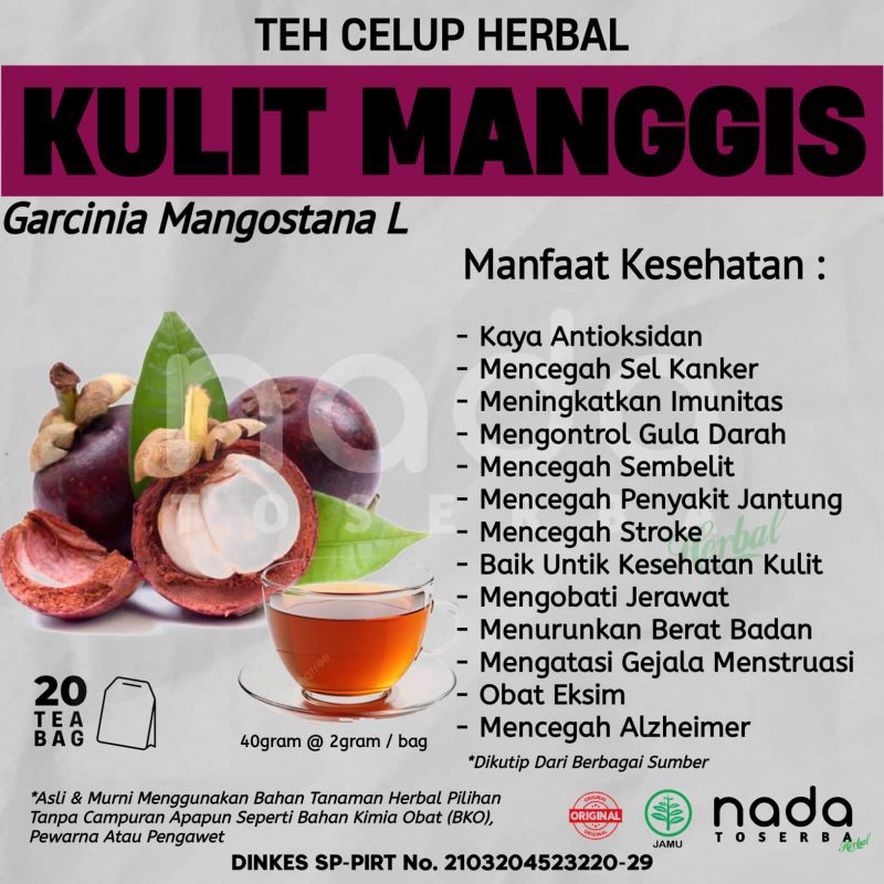 

Teh Celup Herbal KULIT MANGGIS Isi 20 Tea Bag | Meningkatkan Imunitas | Garcinia Mangostana L