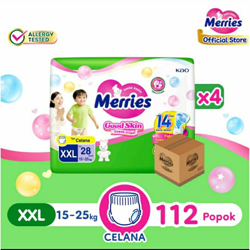 MERRIES XXL 28 KARTON ISI 4 BALL | POPOK BAYI MERRIES KARTON XXL28 ISI 4PACK KEMASAN DUS XXL 28