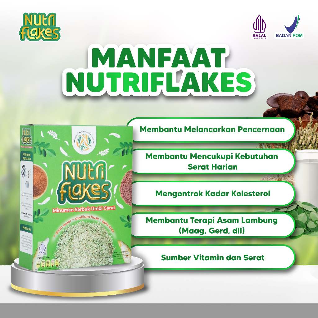 

Nutriflakes Sereal Umbi Garut Asam Lambung - Ampuh Mengatasi Gerd & Maag, Memperbaiki Pencernaan 1 Box