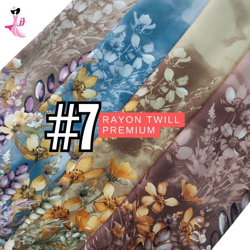 rayon twill motif kembang 2.5 meteran / rayon twill motif bunga / rayon twill premium / rayon twill 