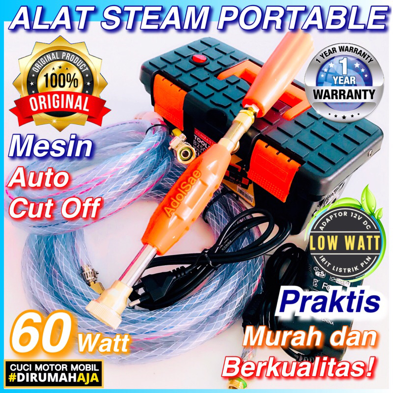 Set lengkap Mesin Steam Alat Cuci Motor Mobil AC Portable