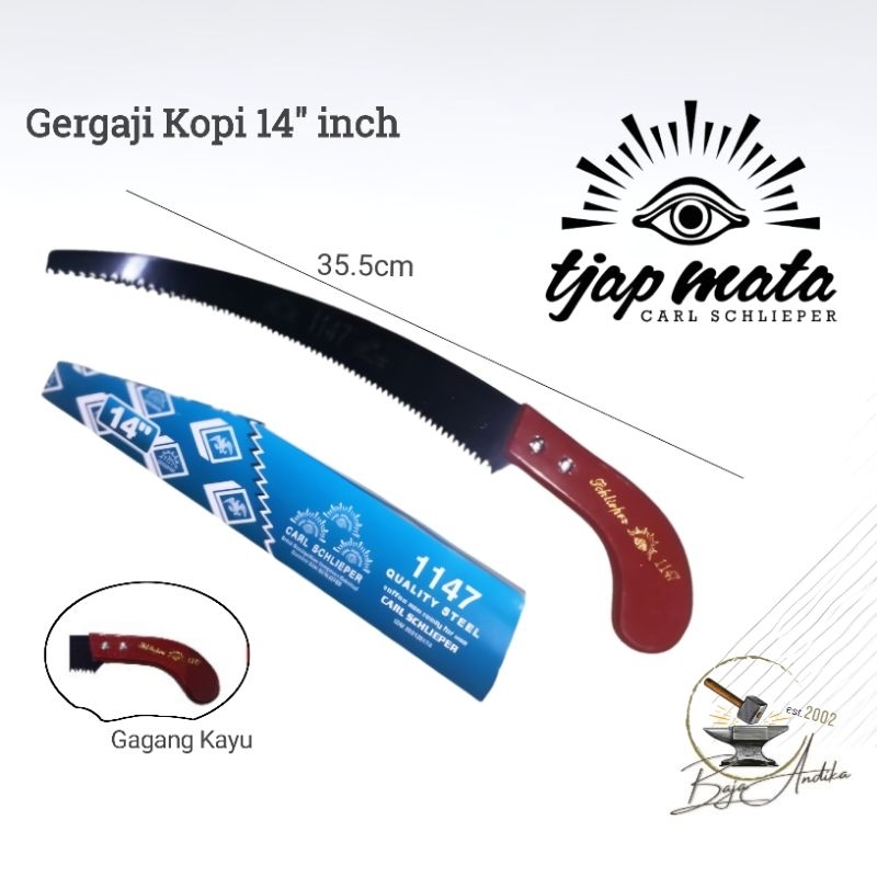Gergaji Kopi Gagang Kayu Tjap Mata Carl Schlieper Tajam dan Awet