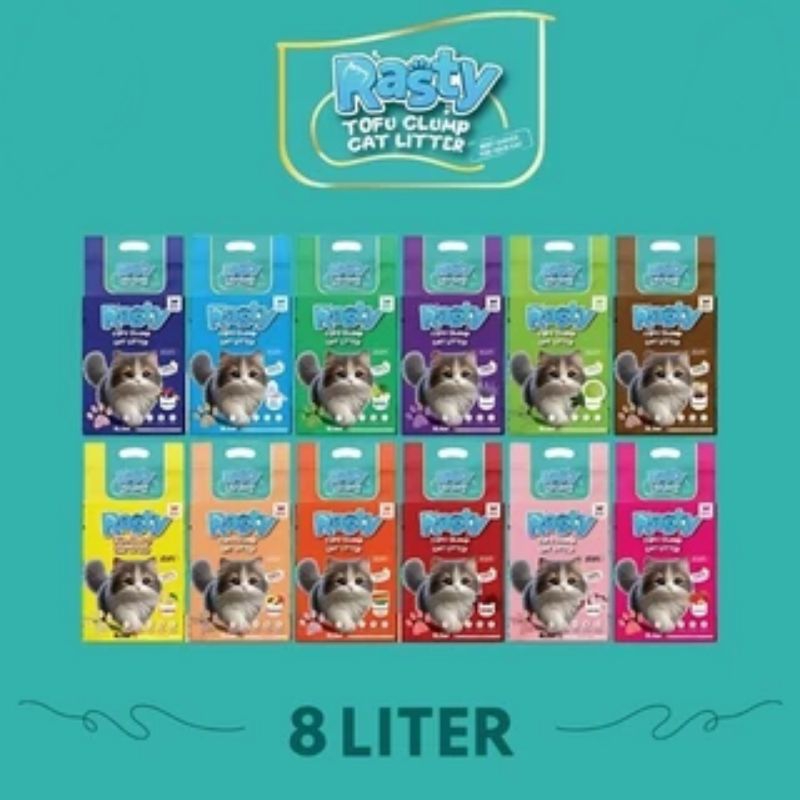 (Paket 6 pcs) Grab Gojek Pasir Rasty Tofu All Wangi 8 Liter - pasir wangi kucing dari ampas tahu htt