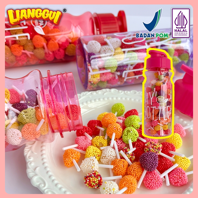【HALAL】Lianggui Botol Permen 2 in 1 - Enak & Hemat Botol Minum Gratis Botol Permen Unik , Permen Hab