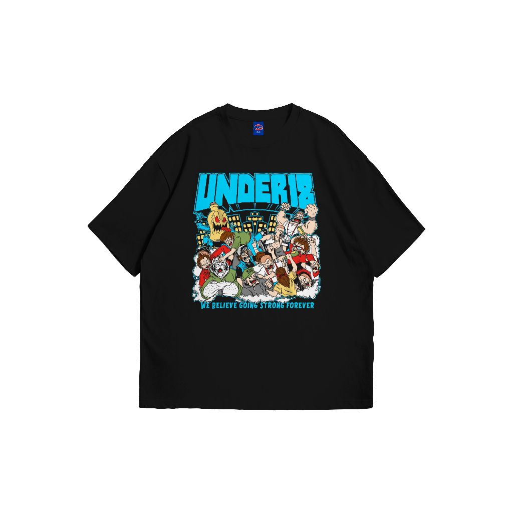 BSTZ | TSHIRT BAND UNDER 18 - KAOS OVERSIZE  HITAM - HEAVY WEIGHT BLACK