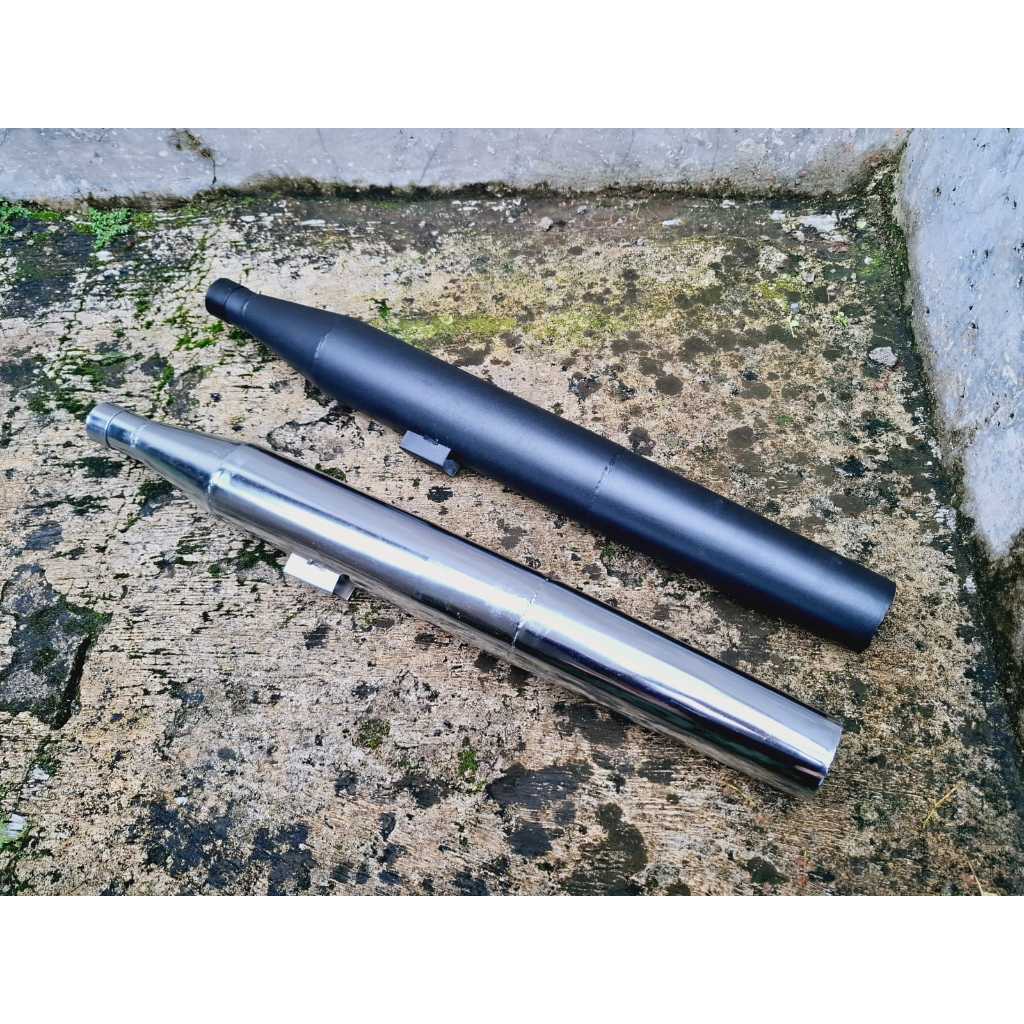 Knalpot Bobber Harley  PNP Scorpio Thunder Tiger W175 Crom Hitam Sportster Harley Davidson Japstyle