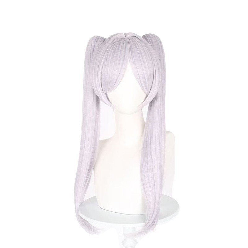 AHS - Wig Cosplay Cewek Frieren: Beyond Journey'S End Anime Rambut Palsu Wig Twintail Untuk Party