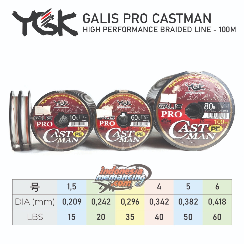 Senar PE YGK GALIS PRO CASTMAN | 100m | PE#1 s/d PE#8 ~ IM Store