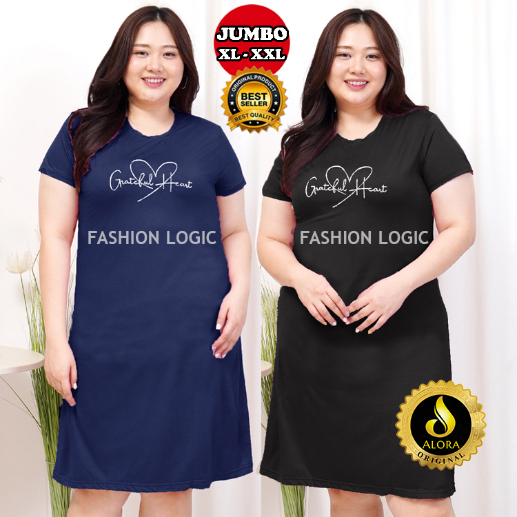 DRESS DASTER WANITA JUMBO SUPER ADEM BAHAN KAOS KEKINIAN - DASTER IMLEK JUMBO WANITA