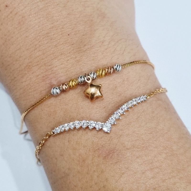 Gelang Serut Emas Asli 8K Model Bintang & Aurel Panjang Maksimal 19 cm - B8