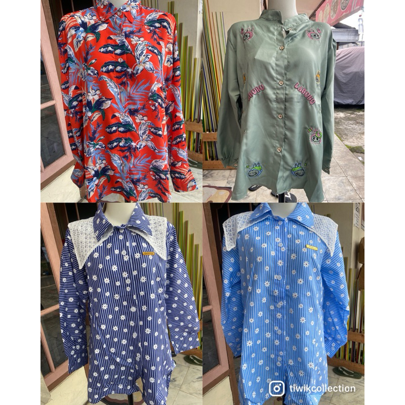 BAJU ATASAN KEMEJA IMPORT WANITA BUTIK SIJISO MOTIF BUNGA2 KEKINIAN LD BESAR