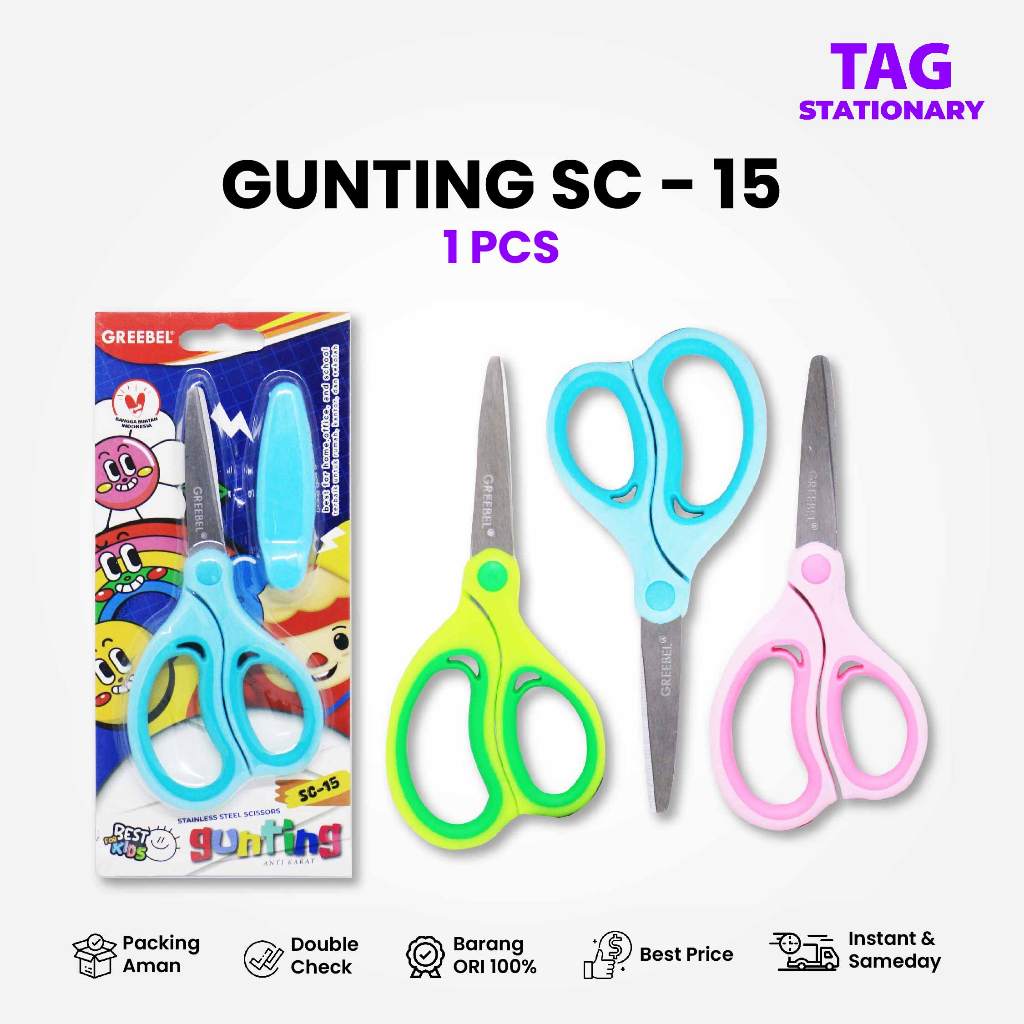 

GREEBEL Gunting SC-15 (PCS) / Gunting Kertas / Gunting Sekolah / Gunting Anak Timur Agung Grosir