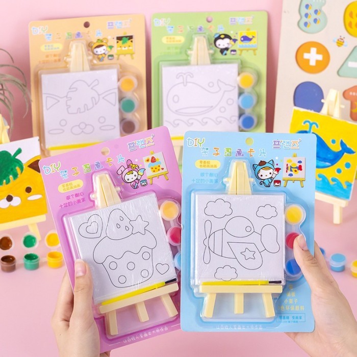 

Kanvas Mini Set melukis canvas gambar mewarnai lukisan anak mainan edukasi