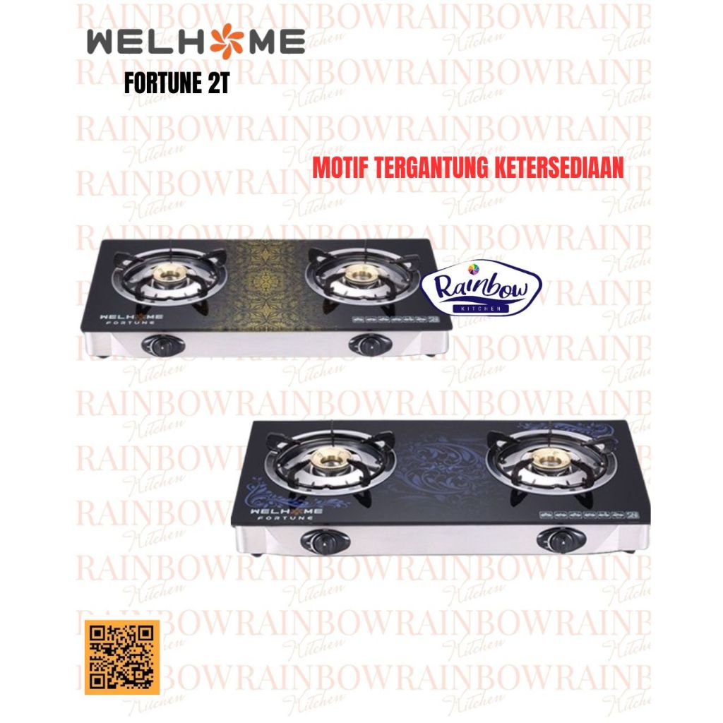 Welhome - Kompor Gas Kaca 2 Tungku Fortune