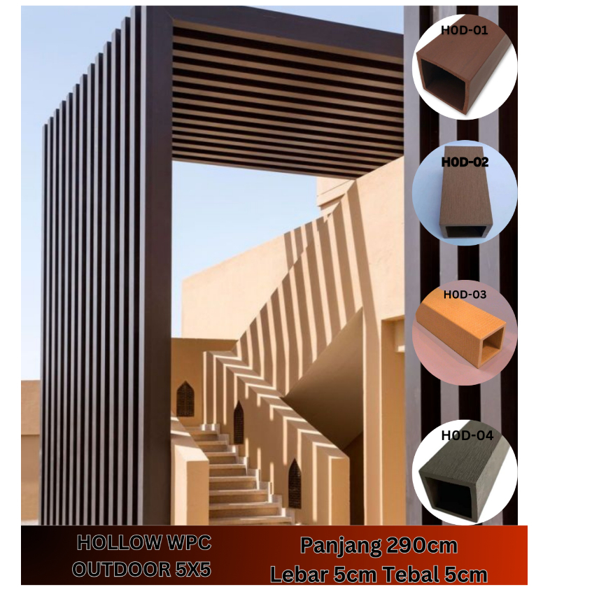 Hollow outdoor Kisi Kisi Wpc Kotak 5x5 Cm Panjang 2.9 M Partisi Outdoor Pembatas Dinding Wall Panel